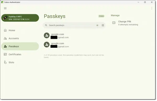 Yubico Authenticator - Passkeys