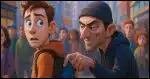 somone on a crowded street having their mobile phone stolen from their pocket by a pickpocket