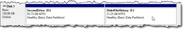 The resulting two partitions.