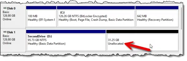 Unallocated space.