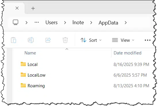 The AppData folder.