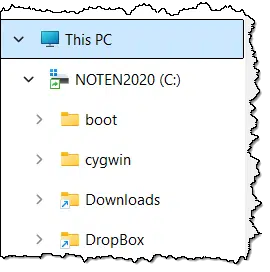 Folders, or "branches" within my C: drive.