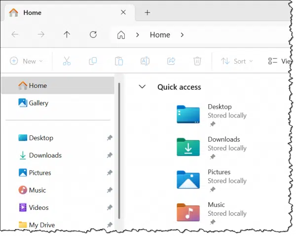 Windows File Explorer default shortcuts.