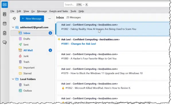 Email downloaded in Thunderbird.