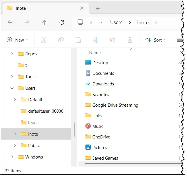 A user's home folder.
