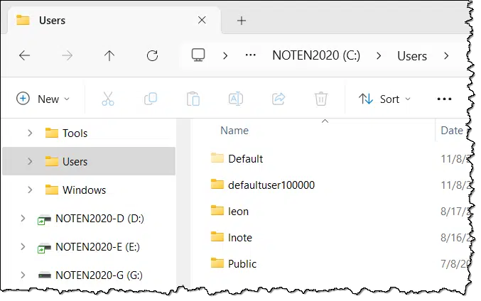 User folders on my machine.