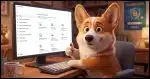 A Corgi sitting in front of a PC displaying Windows Security. The Corgi looks at the camera and gives a "thumbs up".