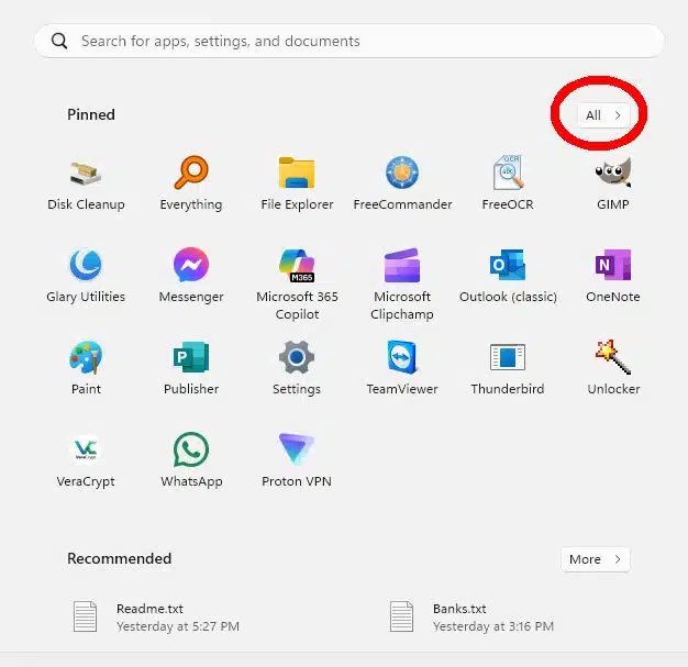 Win 11 Start Menu