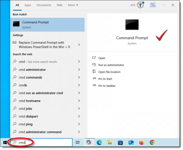Running the Windows Command Prompt