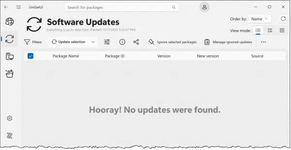 UniGetUI, no updates found!