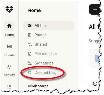 Dropbox Deleted Files folder.