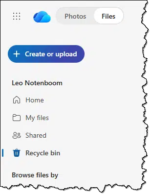 The OneDrive Recycle Bin at OneDrive.com