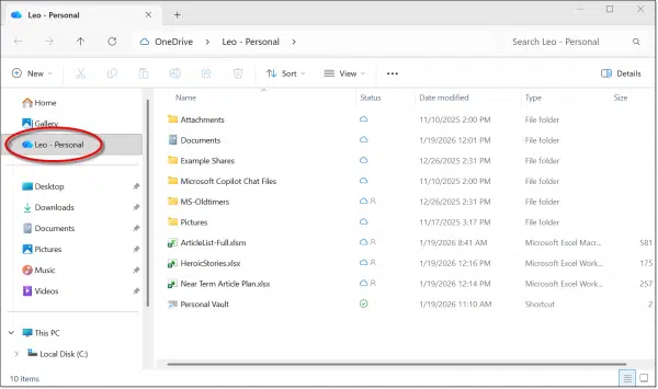 Windows File Explorer opened to OneDrive folder.