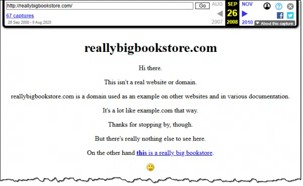 reallybigbookstore.com as it appeared in 2008.
