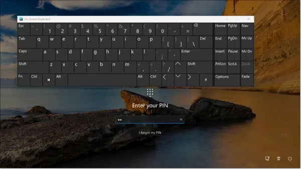 On screen keyboard at sign-in.