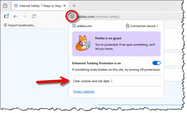 Site information in Firefox.