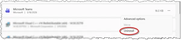 Uninstalling Microsoft Teams