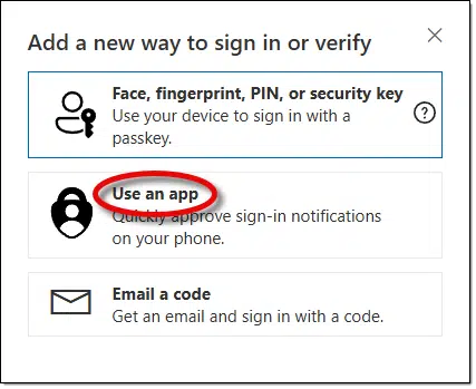 Add an app to your Microsoft Account for authentication.