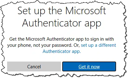 "Set up the Microsoft Authenticator app"