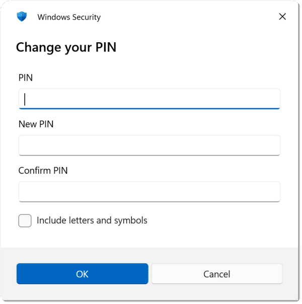 Change PIN Dialog