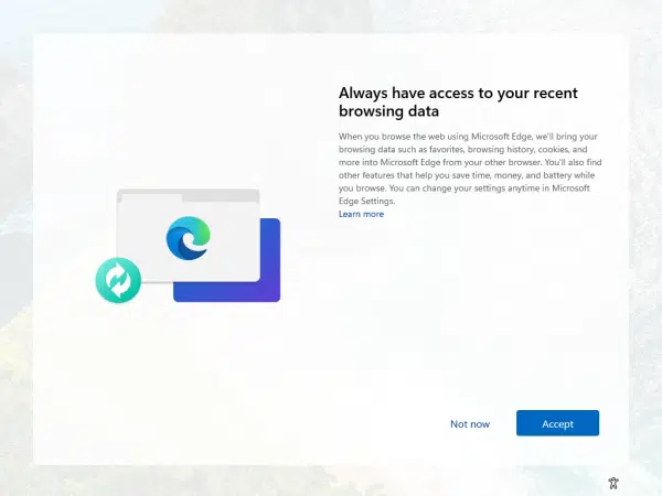 Import recent browsing data from other browsers.