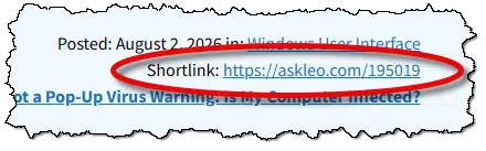 Ask Leo! shortlink.