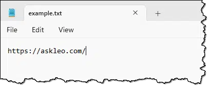 Link pasted into Notepad.