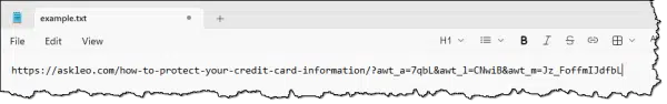 URL with parameters in Notepad.