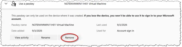 Removing a passkey