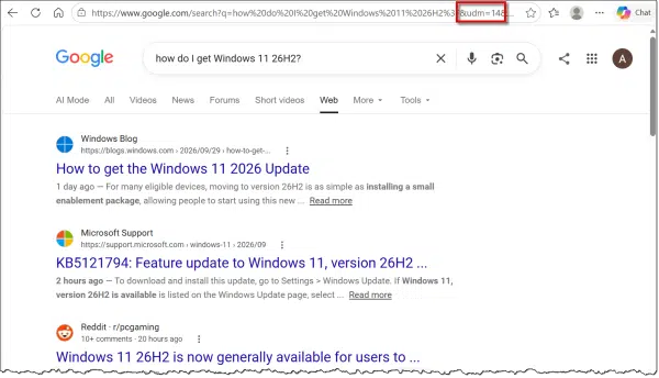 An answer from Google Search via UDM14.